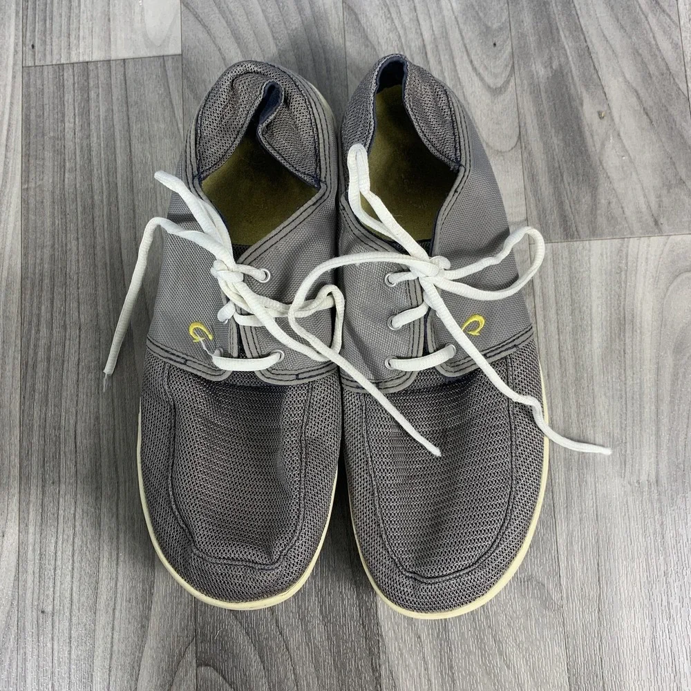 OluKai Nohea Lace Mesh Men's US 10 EUR 43 Grey Casual Boat Shoes Comfort